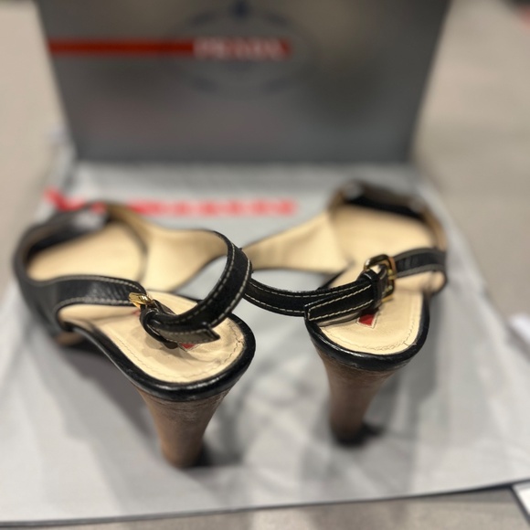 Prada Calzature Donna Platform Leather Sandals with wooden Heel US 8 - Picture 3 of 7